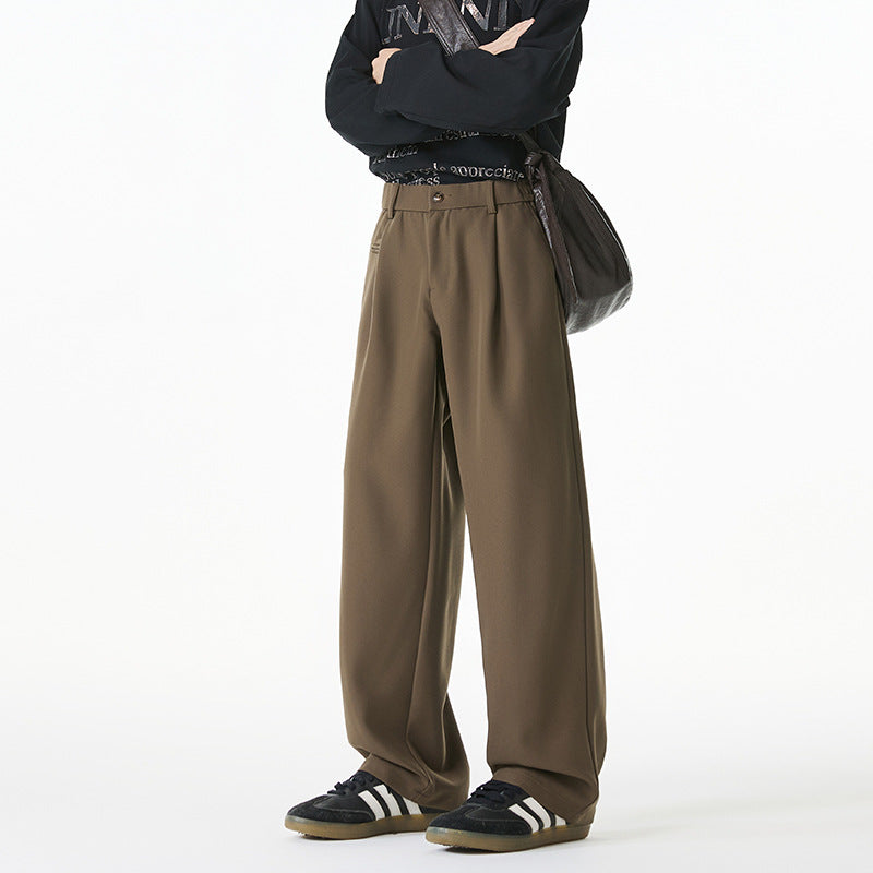Damen Locker sitzende Bundfalten-Hose mit elastischem Komfortbund und geradem Saum Mune Fashion