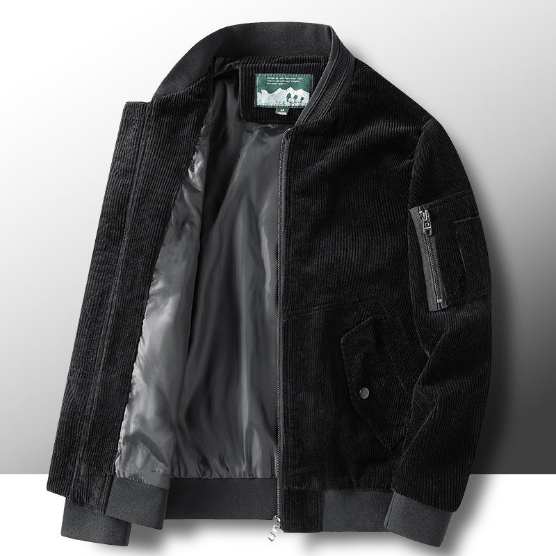 Men's corduroy bomber jacket with lightweight thermal lining and utility arm pocket Mune Fashion