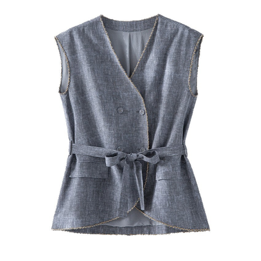 Ladies High-Waisted Palazzo Pants made of Linen Blend with Pleats and Elastic Comfort Waistband Mune Fashion
