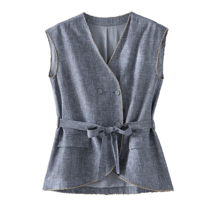 Ladies High-Waisted Palazzo Pants made of Linen Blend with Pleats and Elastic Comfort Waistband Mune Fashion