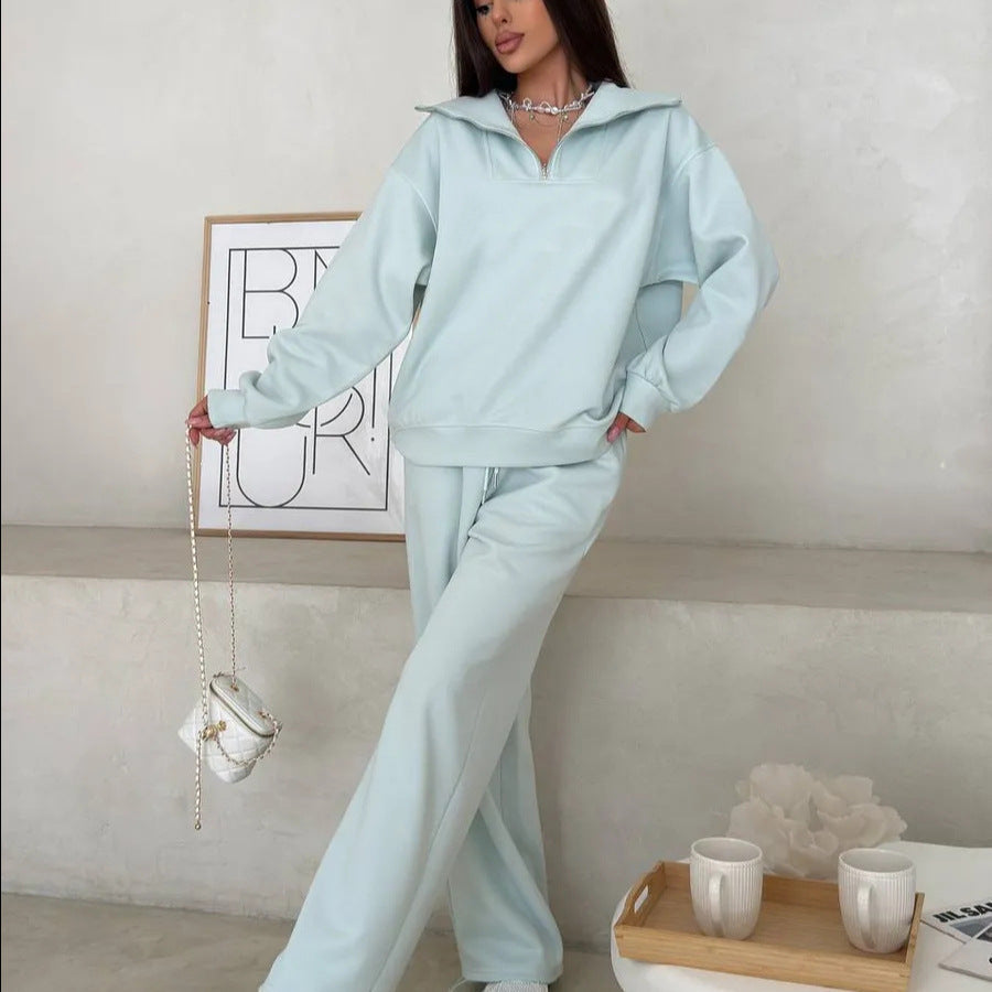 Women’s loungewear set with half zip and wide pleat pants Mune Fashion