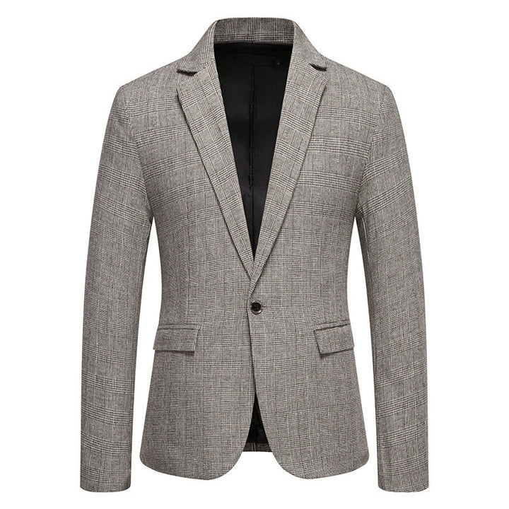 Men's Tailored Glencheck Blazer with One-Button Closure and Flap Pockets Mune Fashion
