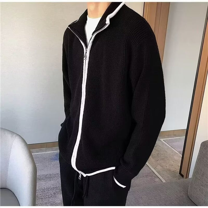Men's Fashionable Cardigan with Stand-Up Collar Mune Fashion