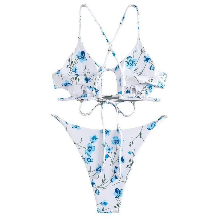 Women triangle bikini with floral cut and sophisticated straps Mune Fashion