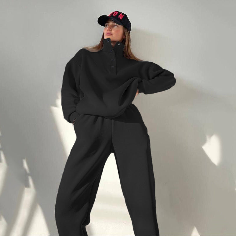 Women's cozy oversized fleece set with standing collar and jogger Mune Fashion