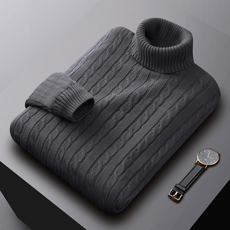 Men's chunky knitted turtleneck sweater with cable pattern and warming knit structure Mune Fashion