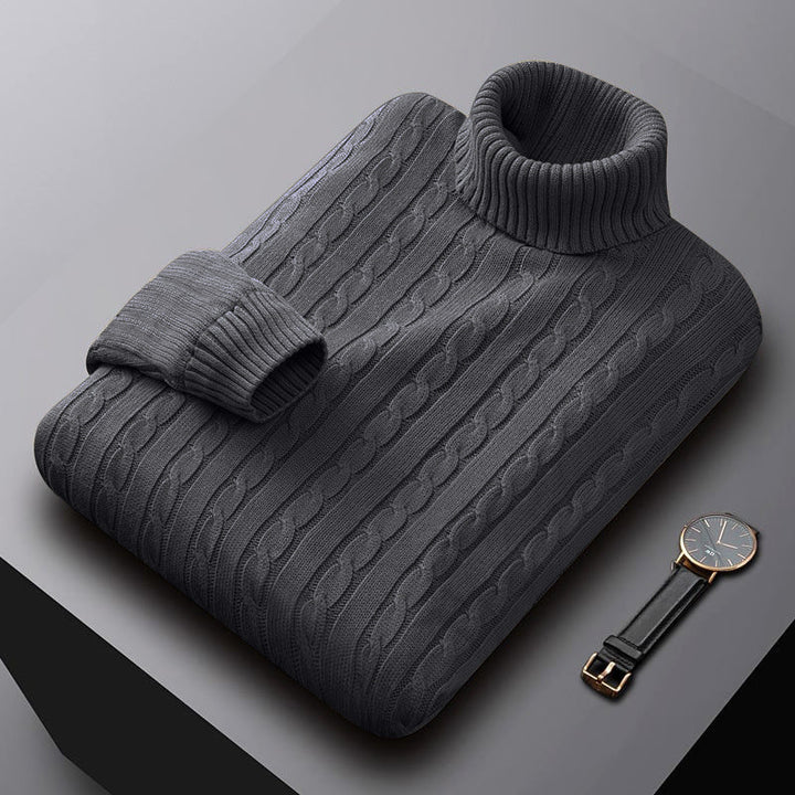 Men's chunky knitted turtleneck sweater with cable pattern and warming knit structure Mune Fashion