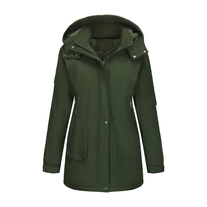 Women's tailored parka with hood, concealed zipper and practical zippered pockets Mune Fashion