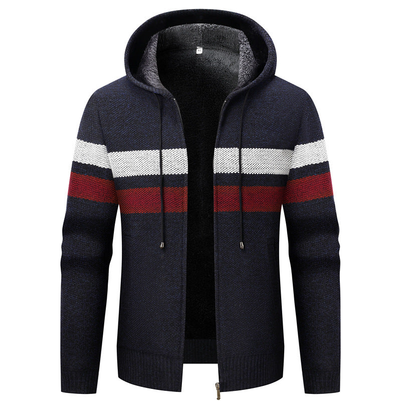 Men's hoodie cardigan with fleece lining and zipper Mune Fashion