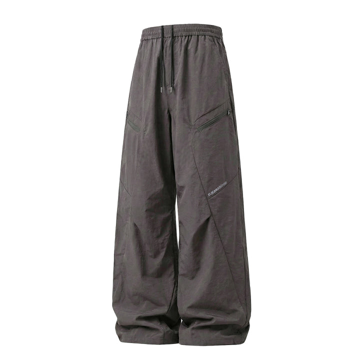 Unisex Wide Technical Cargo Pants with Drawstring Waistband and Zipper Pockets Mune Fashion