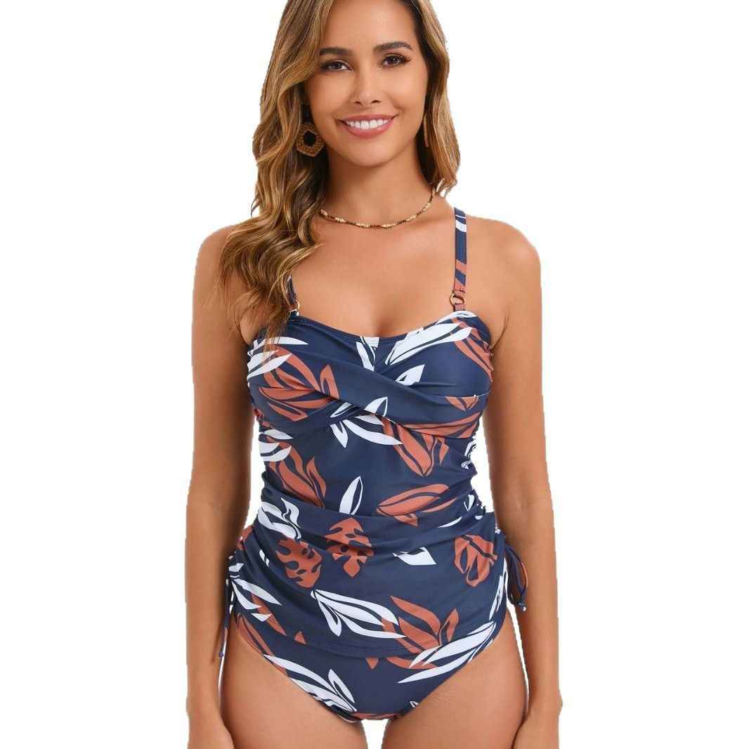 Women's one-piece swimsuit with refined ruffle details and floral design Mune Fashion