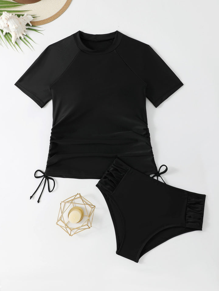 Women's sporty swimsuit with stylish short sleeve top and comfortable pants Mune Fashion