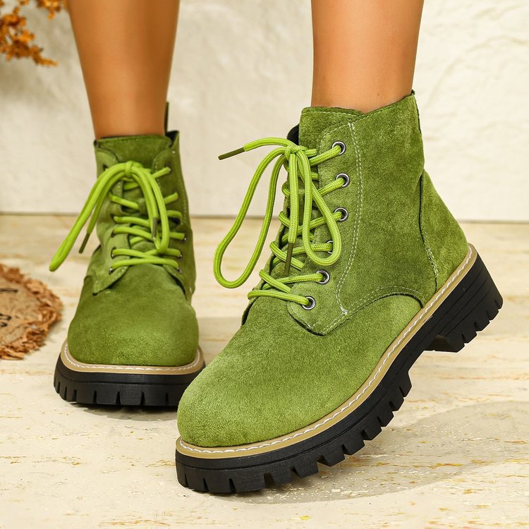 Women's lace-up ankle boots in suede look with warm lining, padded shaft and durable tread sole Mune Fashion