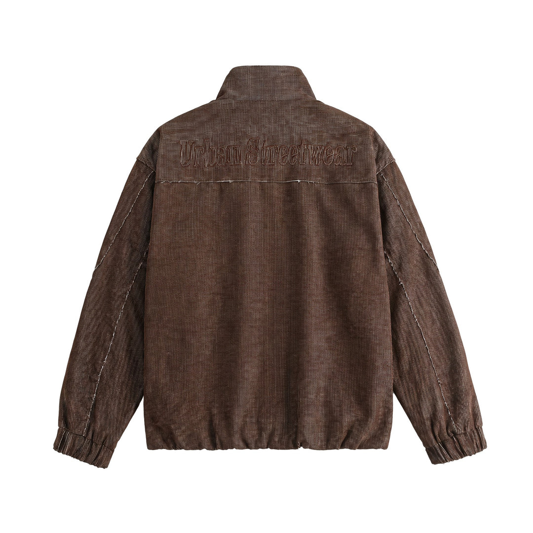 Unisex Short Cord Boxy Blouson with Stand Collar, Continuous Zipper and Elastic Hem Mune Fashion
