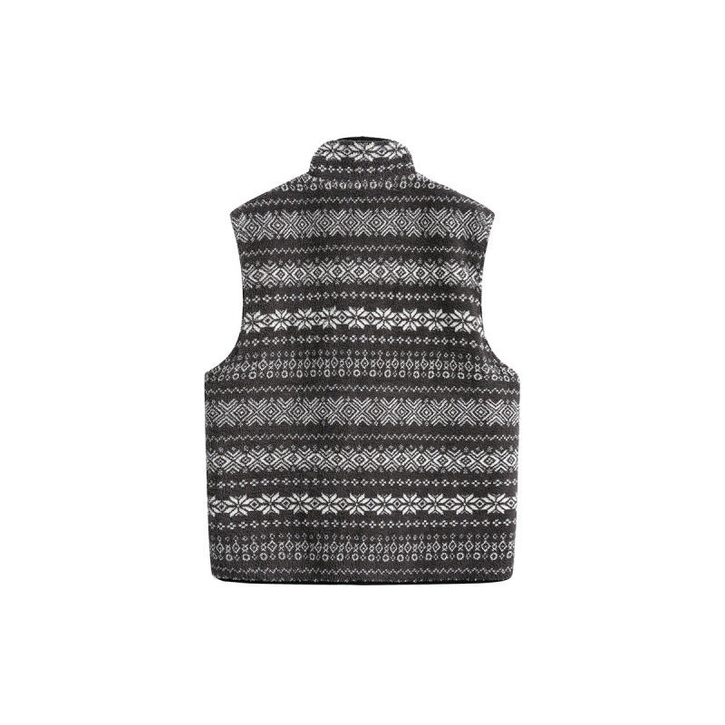 Unisex Padded Fleece Vest in Norwegian Design with Stand Collar and Two-Way Zipper Mune Fashion