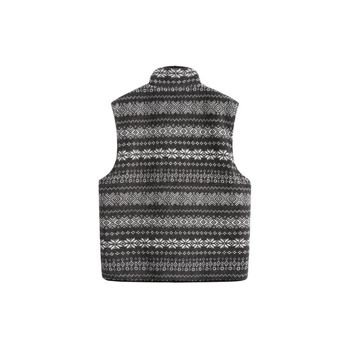 Unisex Padded Fleece Vest in Norwegian Design with Stand Collar and Two-Way Zipper Mune Fashion