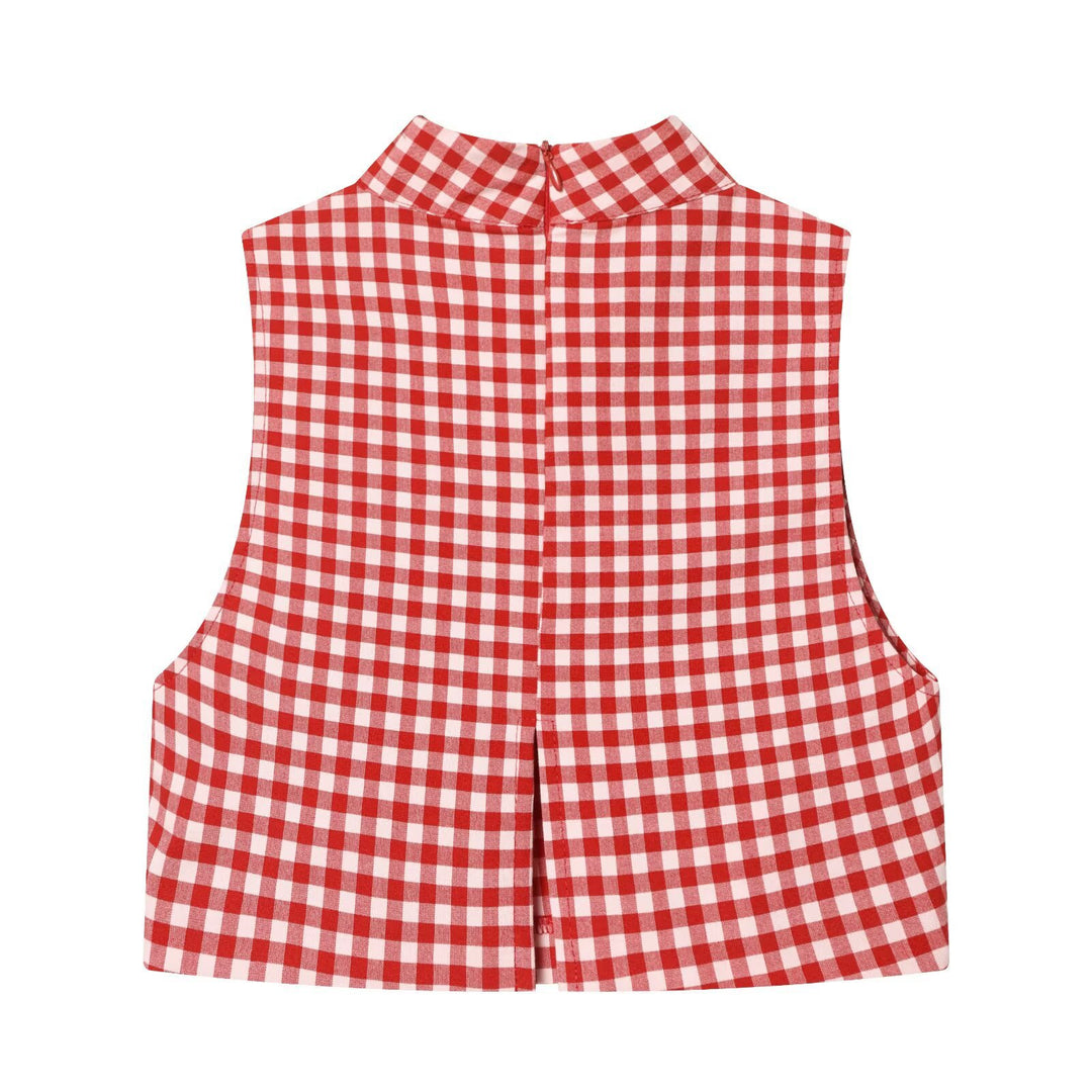 Women's Highwaist Checked Pants with Cuffed Waistband and Wide Leg Mune Fashion