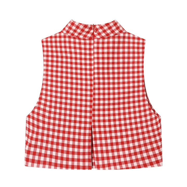 Women's Highwaist Checked Pants with Cuffed Waistband and Wide Leg Mune Fashion