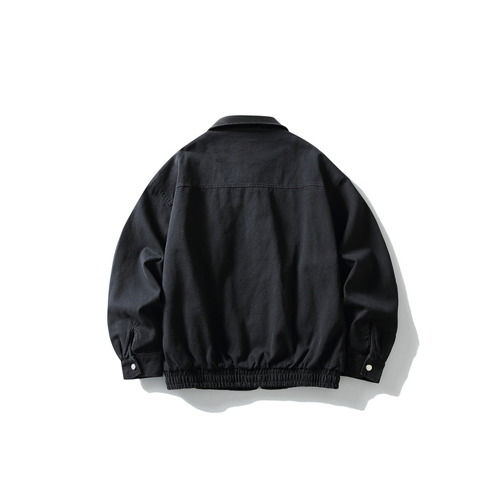 Men's short-cut boxy blouson with contrasting leather collar Mune Fashion