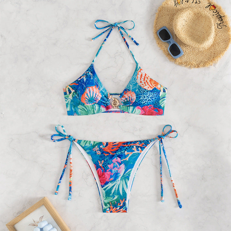 Women's bikini set with floral pattern mix and adjustable straps Mune Fashion