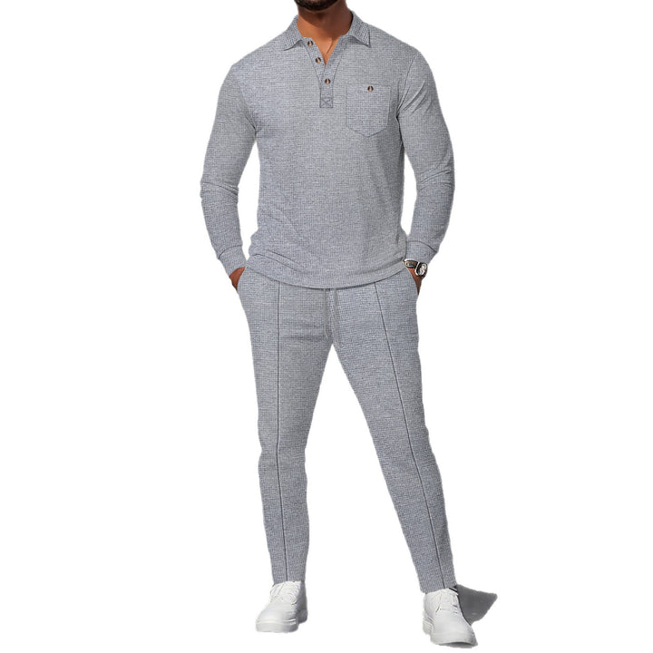 Men's fine-structured long-sleeve polo shirt with concealed button placket and patch chest pocket Mune Fashion