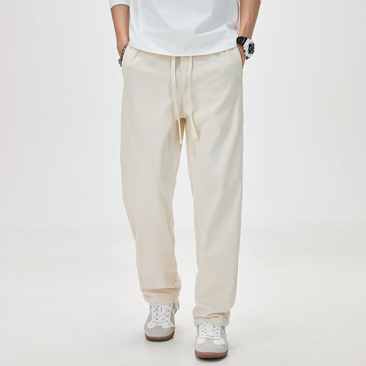 Men's Casual Corduroy Sweatpants with Drawstring and Straight Cut Mune Fashion