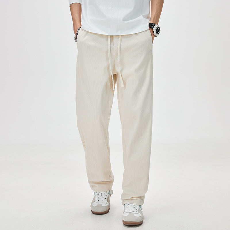 Men's corduroy pants with drawstring and straight leg Mune Fashion
