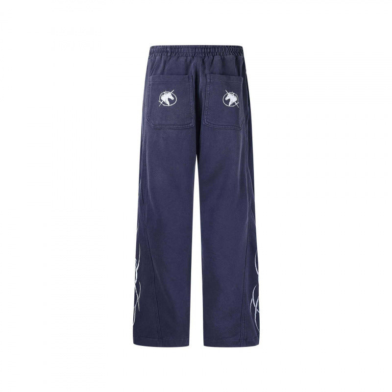 Men's loose sweatpants in baggy cut with elastic waistband, drawstring and gathered knee area Mune Fashion
