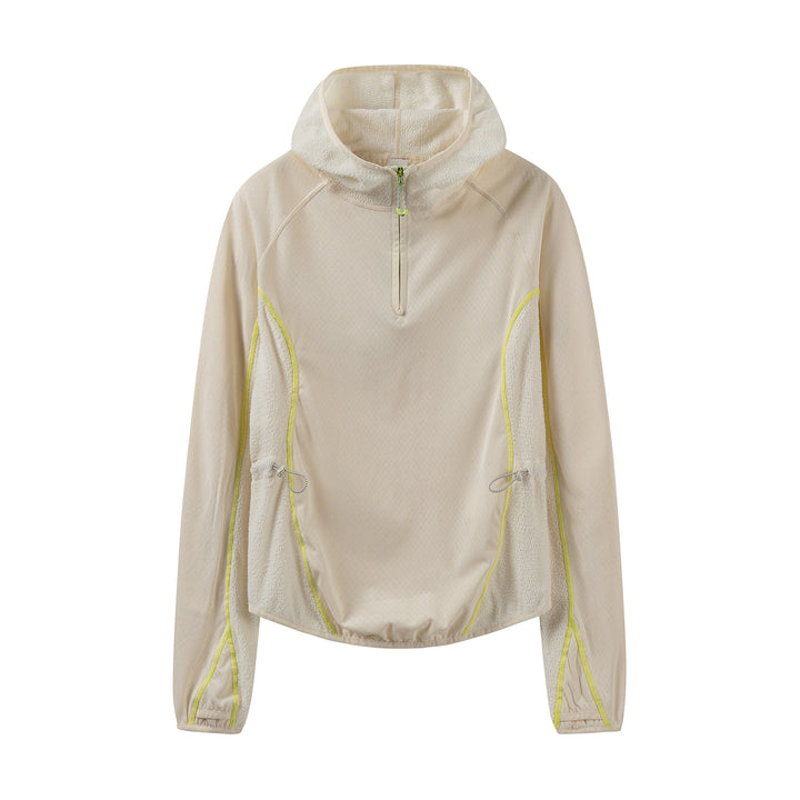 Women's Lightweight Hooded Half-Zip with Sherpa Inserts and Adjustable Hem Mune Fashion