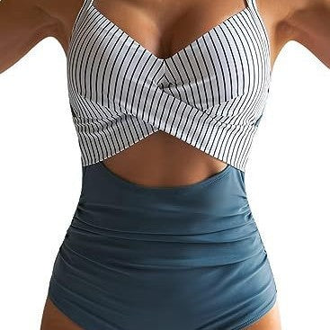 Women's One-Piece Swimsuit with Elegant Wrap Cut Mune Fashion