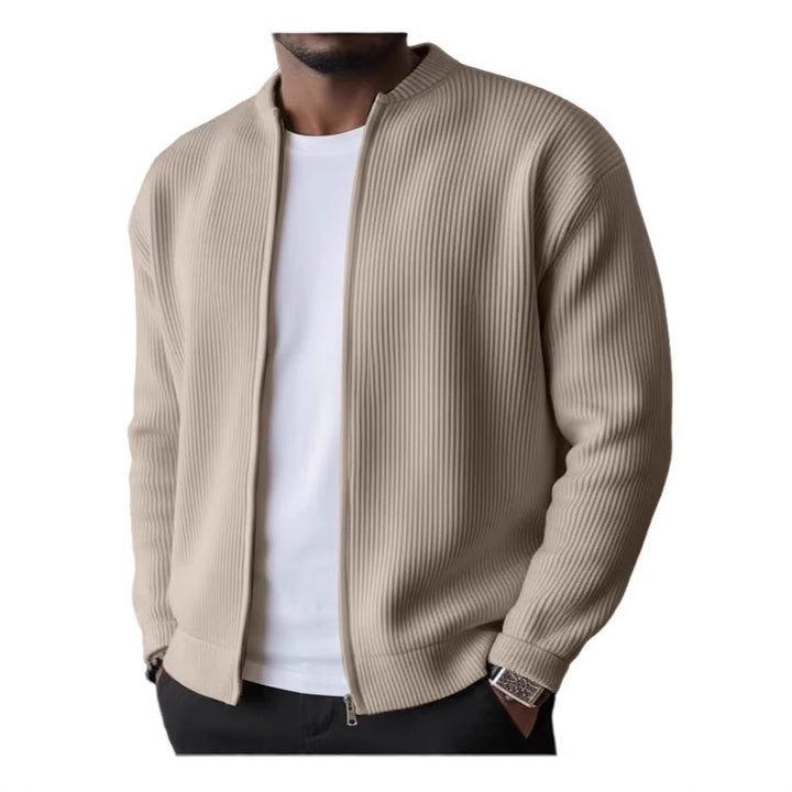 Men's Ribbed Bomber Cardigan with Full Zip EB