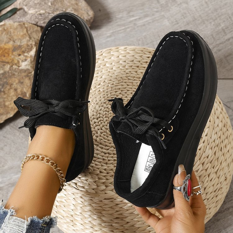 Damen Keilsneaker im Mokassinstil mit Veloursoptik und gepolsterter Komfortsohle Mune Fashion