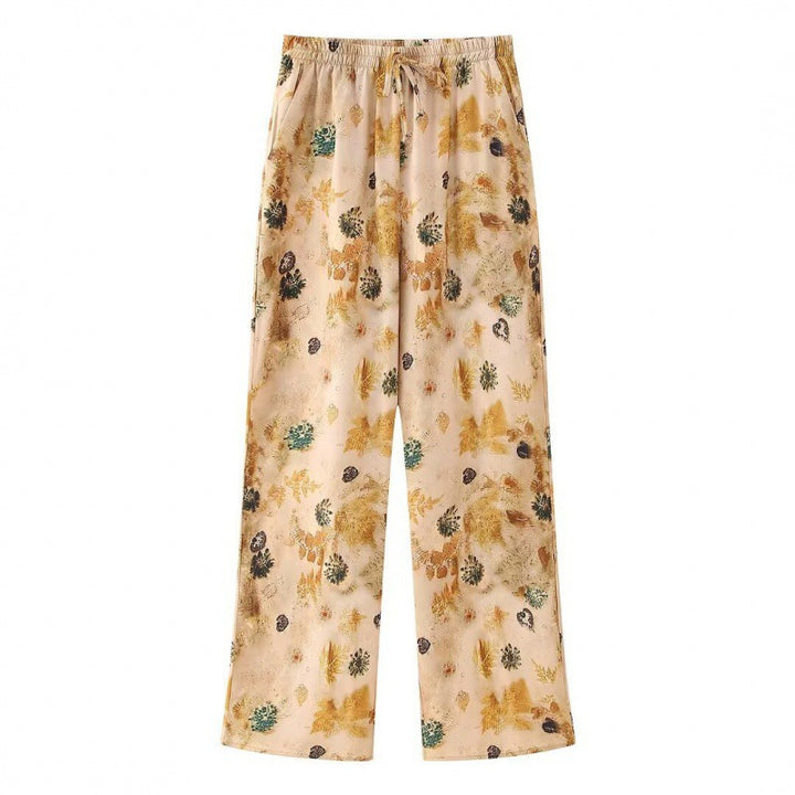 Ladies Silk-like Blouse with Floral Watercolor Print, Shirt Collar and Applied Breast Pocket Mune Fashion