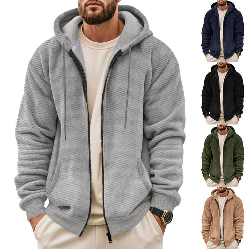 Men's Structured Hoodie Sweatshirt with Full Zip, Side Pockets and Ribbed Cuffs Mune Fashion