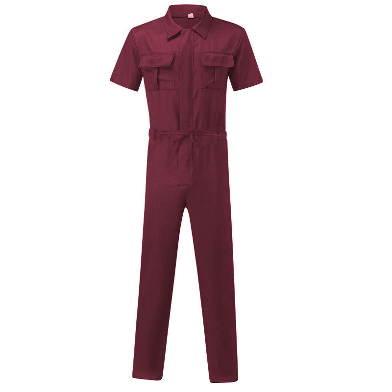Men's short-sleeved overall work suit with concealed front closure and applied chest pockets Mune Fashion