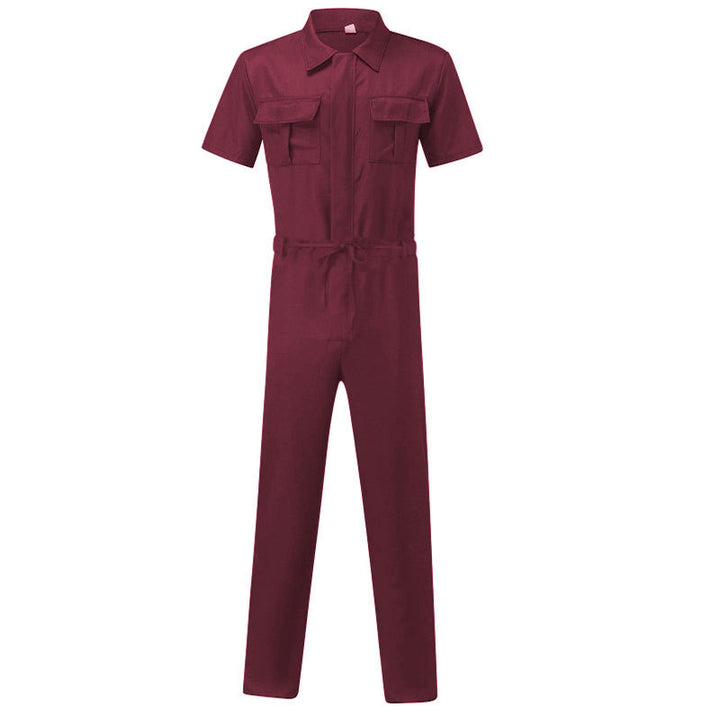Men's short-sleeved overall work suit with concealed front closure and applied chest pockets Mune Fashion