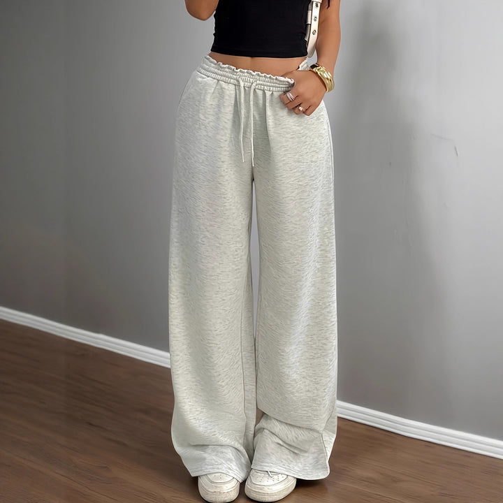 Women Soft Lounge Palazzo Pants with Gathered Smock Waistband and Drawstring Mune Fashion