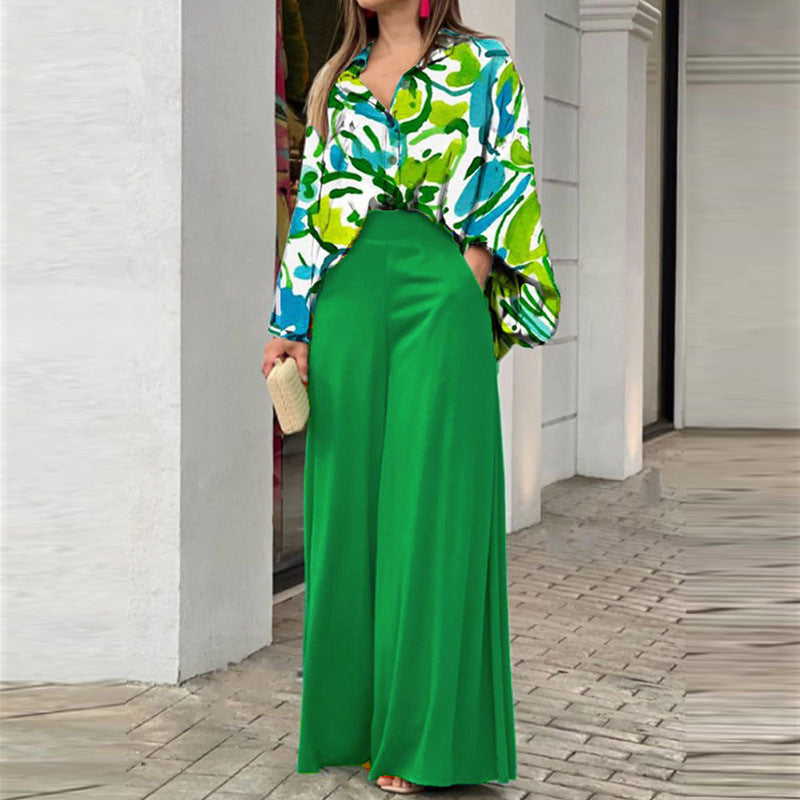 Ladies Flowing Highwaist Palazzo Pants with Wide Leg and Elegant Satin Fall Mune Fashion