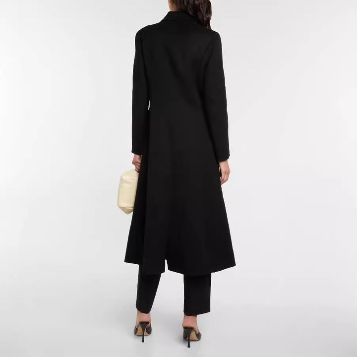 Women's Maxi Long Single-Breasted Blazer Coat with Clean Fall and Flap Pockets Mune Fashion