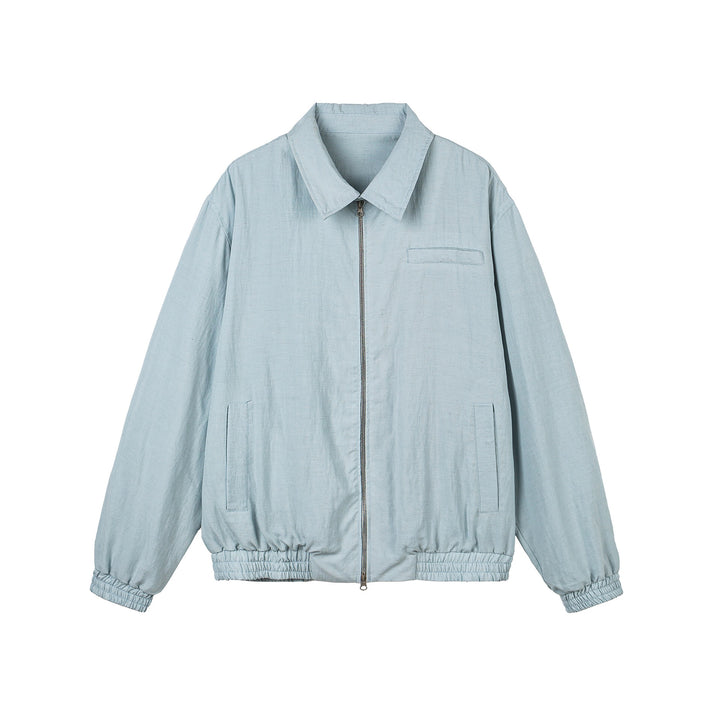 Women's Lightweight Boxy Transitional Jacket with Full Zipper, Elastic Waistband, and Chest Welt Pocket Mune Fashion