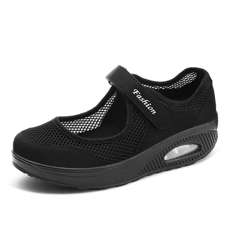 Ladies sporty Mary-Jane wedge sneakers with air cushion and breathable mesh Mune Fashion