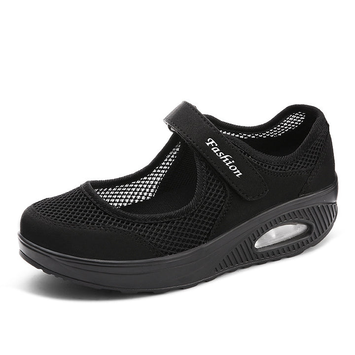 Ladies sporty Mary-Jane wedge sneakers with air cushion and breathable mesh Mune Fashion
