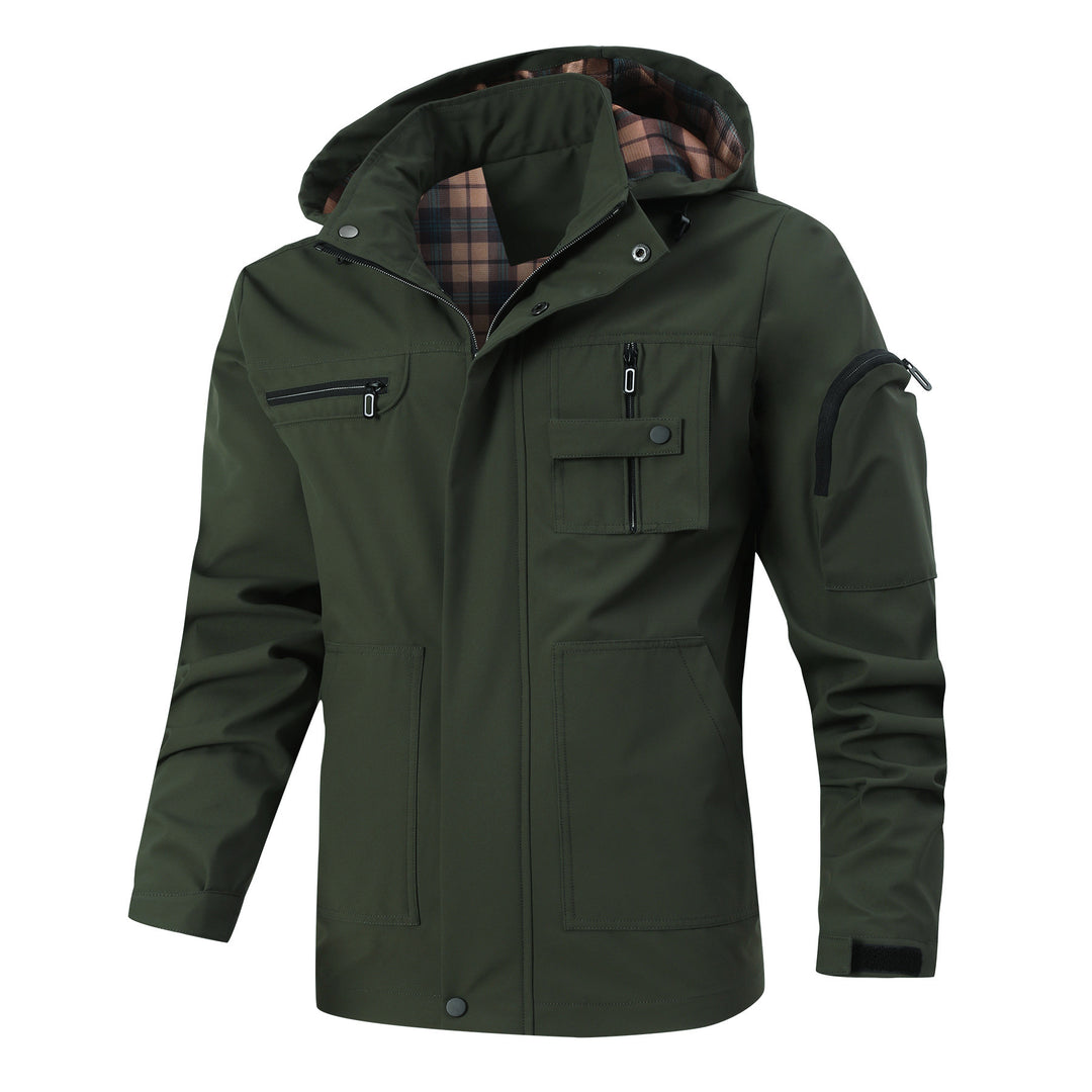 Men Water-repellent Softshell Parka with Hood, Reflective Inserts and Multifunction Pockets Mune Fashion