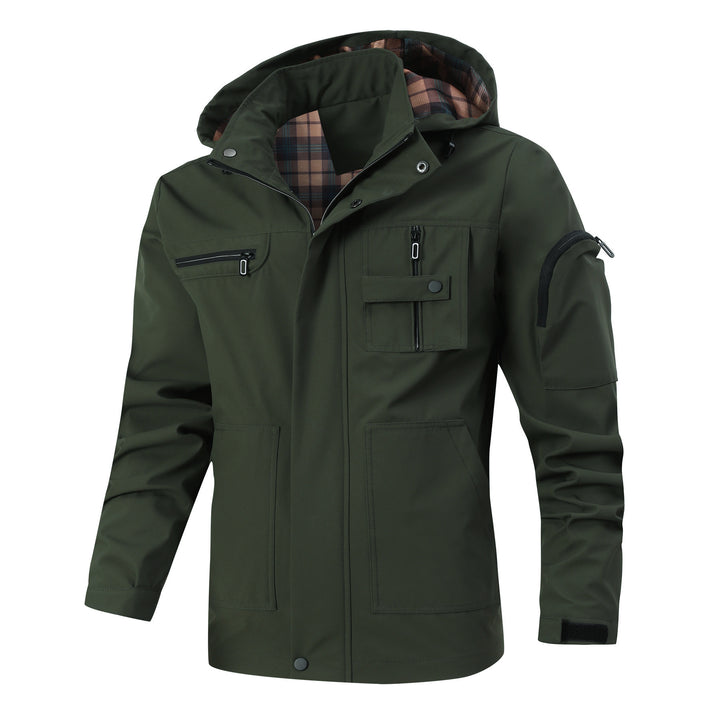 Men Water-repellent Softshell Parka with Hood, Reflective Inserts and Multifunction Pockets Mune Fashion