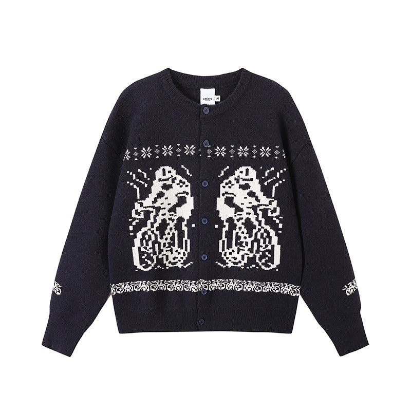 Women Cozy Chunky Knit Sweater with Graphic Design Mune Fashion