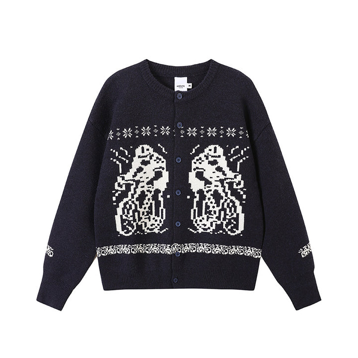 Women Cozy Chunky Knit Sweater with Graphic Design Mune Fashion
