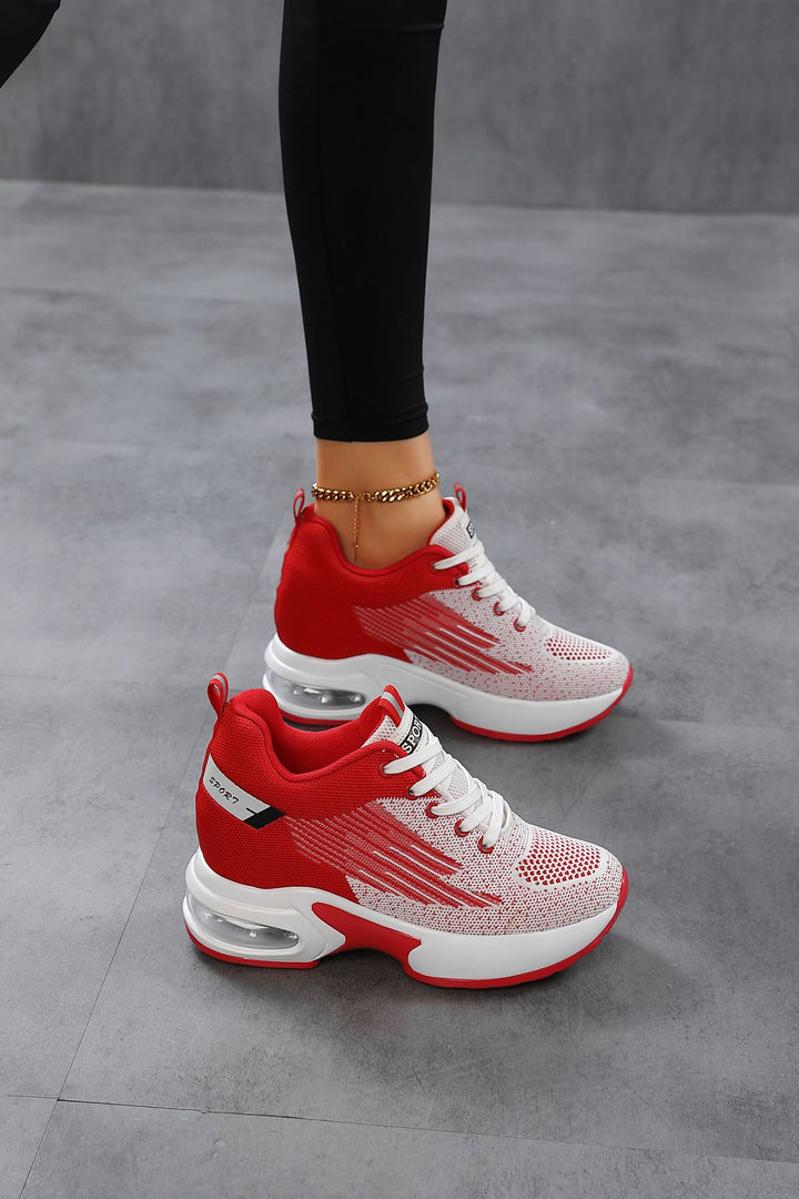 Women's Stylish Platform Sneakers with Air Cushioning and Knitted Breathable Upper Mune Fashion
