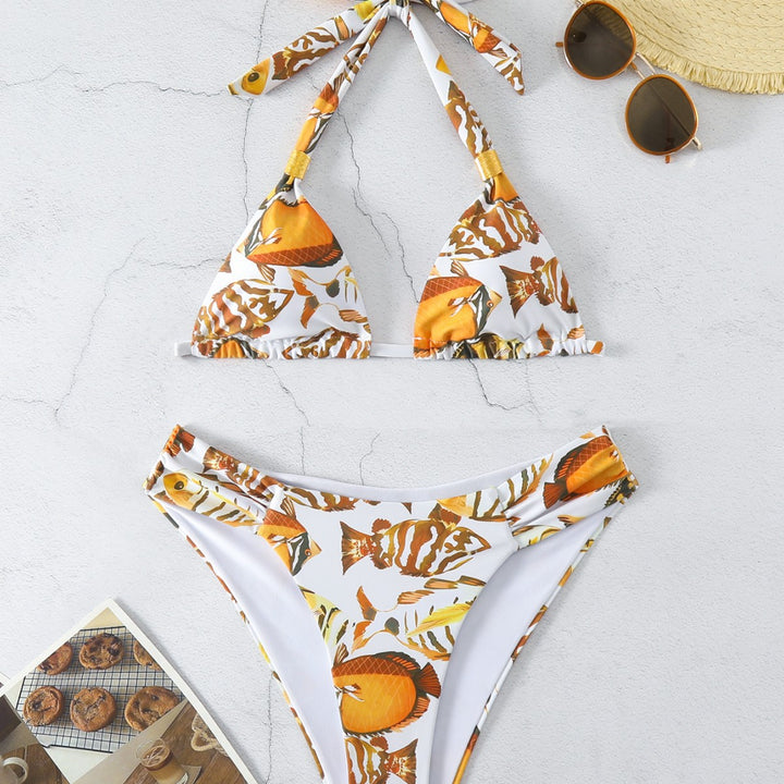 Ladies Triangle Bikini Set with adjustable lace-up design Mune Fashion