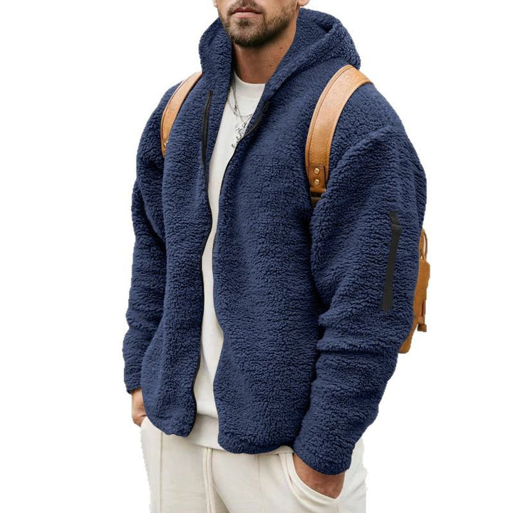 Men's Nano Teddy-Fleece Zip Jacket with Hood, Concealed Two-Way Zipper and Arm Pocket Mune Fashion