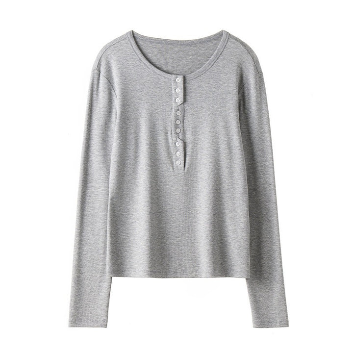 Women's Long Sleeve Henley Shirt made of fine jersey with decorative button placket Mune Fashion